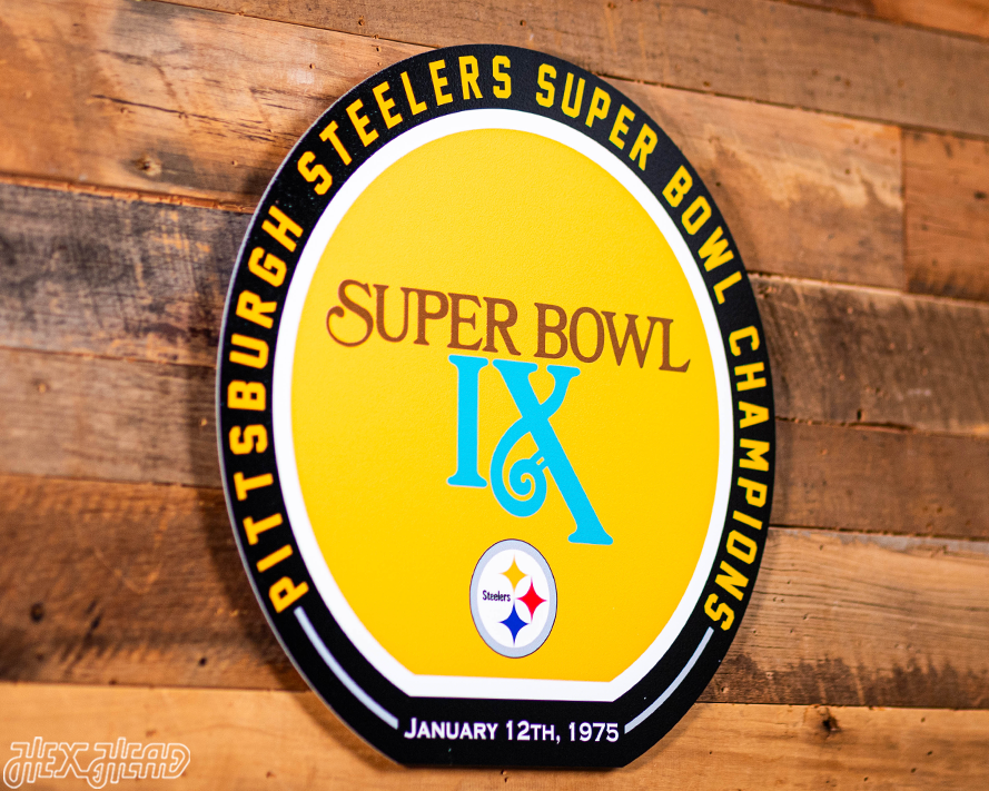 VARSITY Collection- Single Layer Pittsburgh Steelers Super Bowl IX  Metal Wall Art