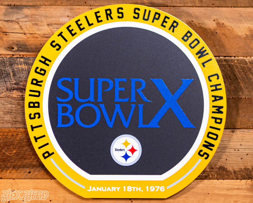 VARSITY Collection- Single Layer Pittsburgh Steelers Super Bowl X  Metal Wall Art