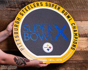 VARSITY Collection- Single Layer Pittsburgh Steelers Super Bowl X  Metal Wall Art