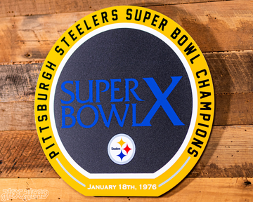 VARSITY Collection- Single Layer Pittsburgh Steelers Super Bowl X  Metal Wall Art