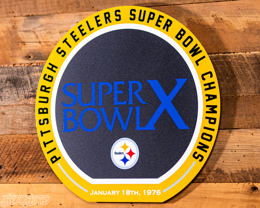 VARSITY Collection- Single Layer Pittsburgh Steelers Super Bowl X  Metal Wall Art