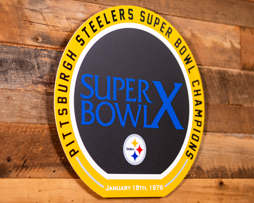 VARSITY Collection- Single Layer Pittsburgh Steelers Super Bowl X  Metal Wall Art