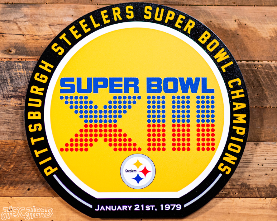 VARSITY Collection- Single Layer Pittsburgh Steelers Super Bowl XIII  Metal Wall Art