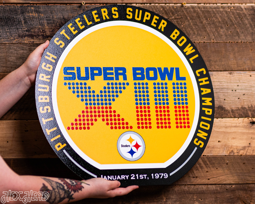 VARSITY Collection- Single Layer Pittsburgh Steelers Super Bowl XIII  Metal Wall Art