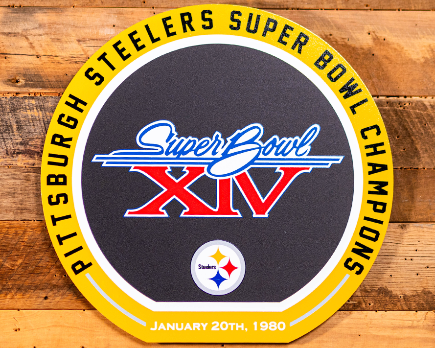 VARSITY Collection- Single Layer Pittsburgh Steelers Super Bowl XIV  Metal Wall Art