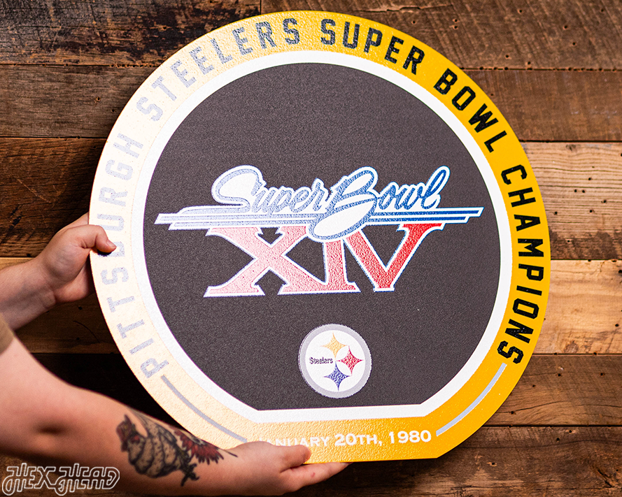 VARSITY Collection- Single Layer Pittsburgh Steelers Super Bowl XIV  Metal Wall Art