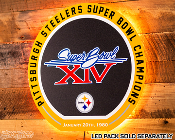 VARSITY Collection- Single Layer Pittsburgh Steelers Super Bowl XIV  Metal Wall Art