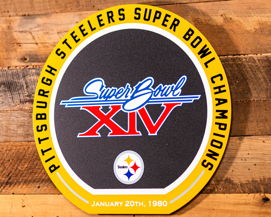 VARSITY Collection- Single Layer Pittsburgh Steelers Super Bowl XIV  Metal Wall Art