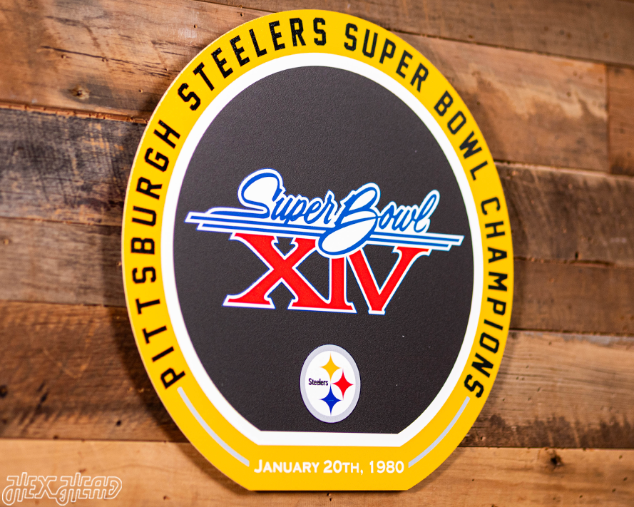 VARSITY Collection- Single Layer Pittsburgh Steelers Super Bowl XIV  Metal Wall Art