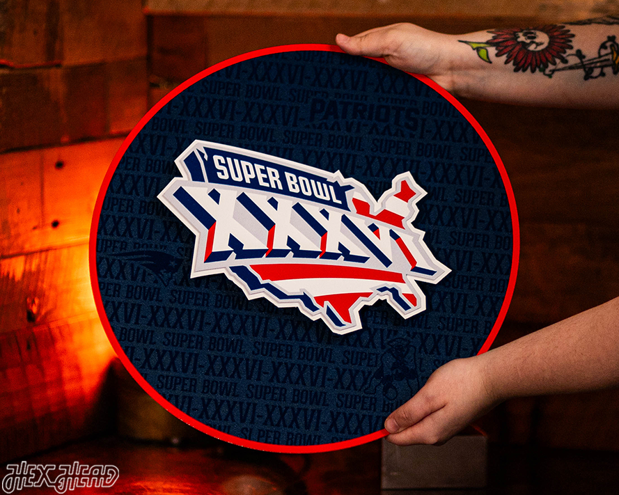New England Patriots Super Bowl XXXVI CRAFT SERIES 3D Embossed Metal Wall Art