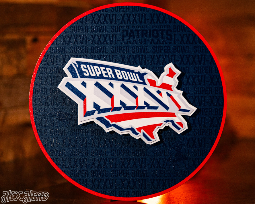 New England Patriots Super Bowl XXXVI CRAFT SERIES 3D Embossed Metal Wall Art