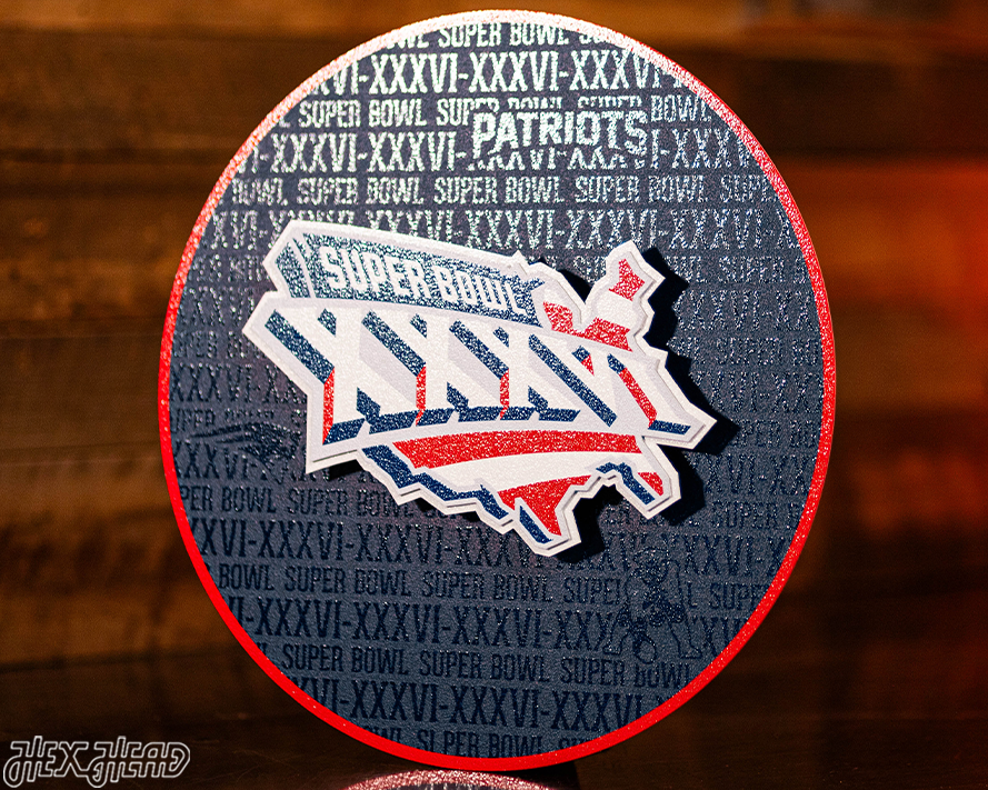 New England Patriots Super Bowl XXXVI CRAFT SERIES 3D Embossed Metal Wall Art