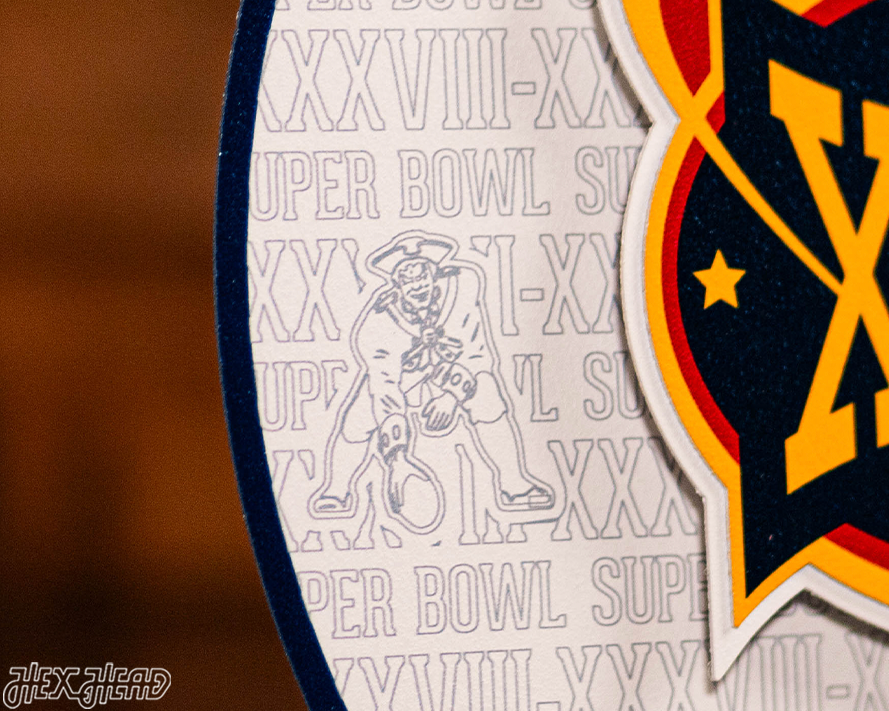 New England Patriots Super Bowl XXXVIII CRAFT SERIES 3D Embossed Metal Wall Art