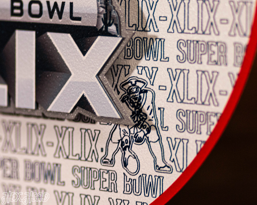 New England Patriots Super Bowl XLIX CRAFT SERIES 3D Embossed Metal Wall Art