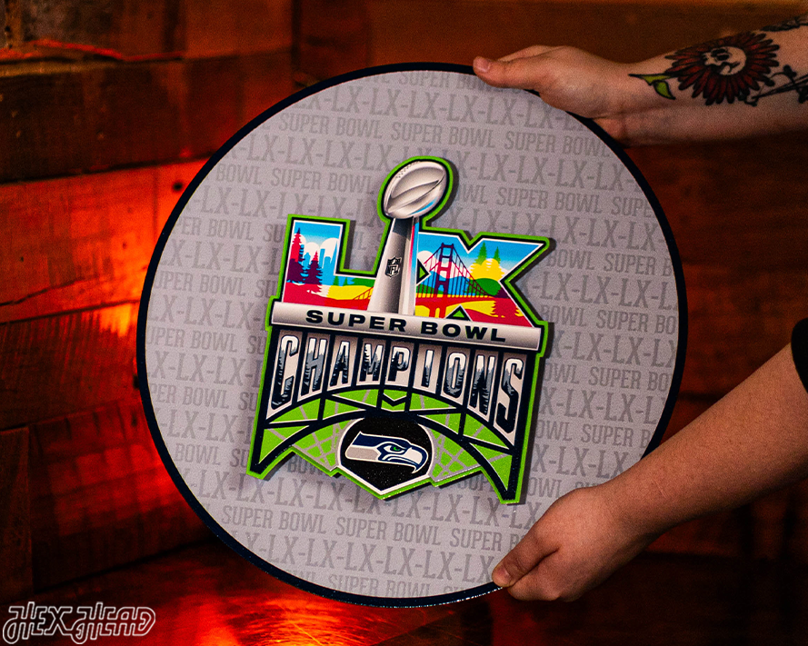 Seattle Seahawks Super Bowl LX CRAFT SERIES 3D Embossed Metal Wall Art