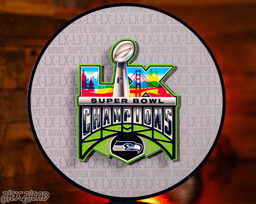 Seattle Seahawks Super Bowl LX CRAFT SERIES 3D Embossed Metal Wall Art