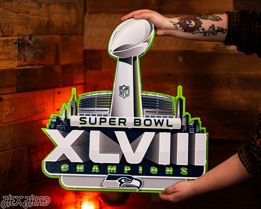Seattle Seahawks Super Bowl XLVIII CHAMPIONS! 3D Metal Wall Art