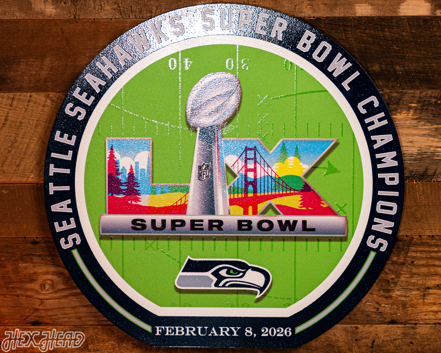 VARSITY Collection- Seattle Seahawks Super Bowl LX Single Layer Metal Wall Art