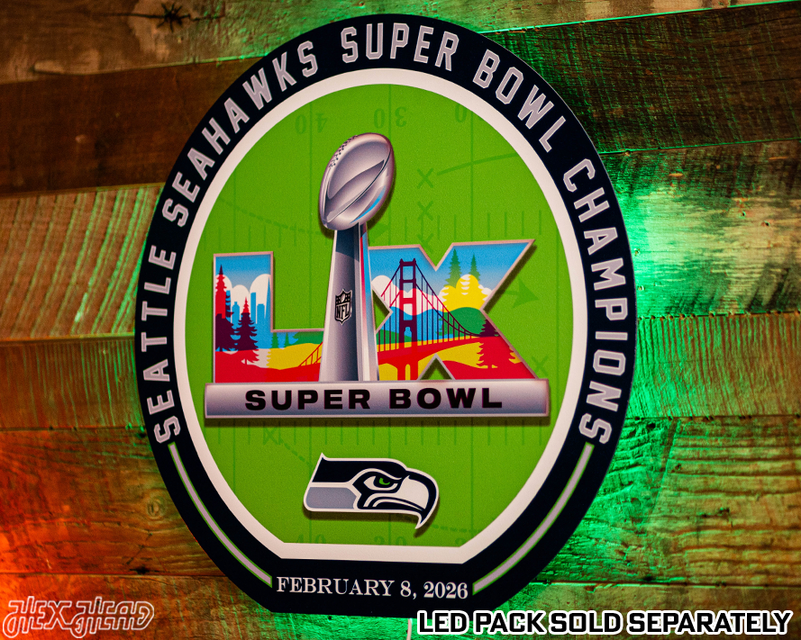 VARSITY Collection- Seattle Seahawks Super Bowl LX Single Layer Metal Wall Art