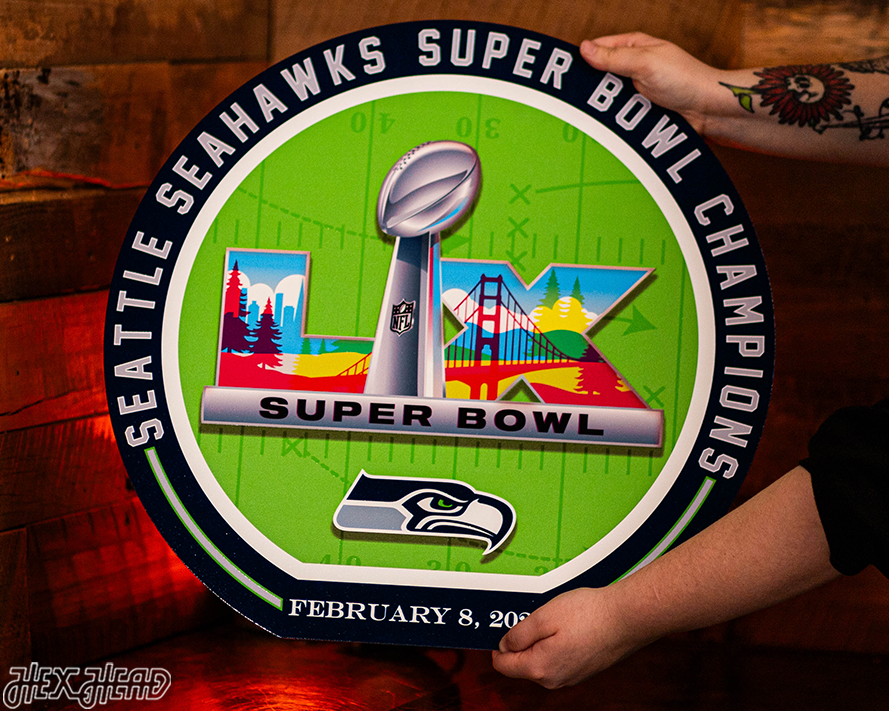 VARSITY Collection- Seattle Seahawks Super Bowl LX Single Layer Metal Wall Art
