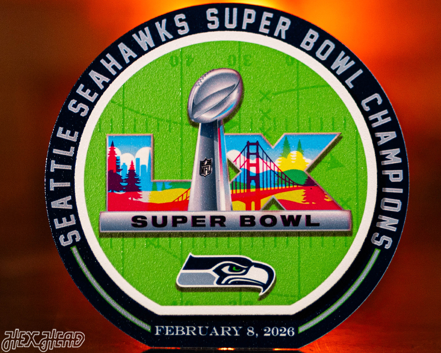 Seattle Seahawks Super Bowl LX "Double Play" On the Shelf or on the Wall Art