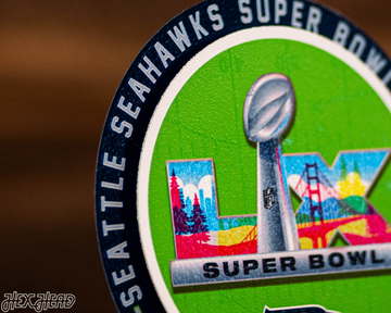 Seattle Seahawks Super Bowl LX "Double Play" On the Shelf or on the Wall Art