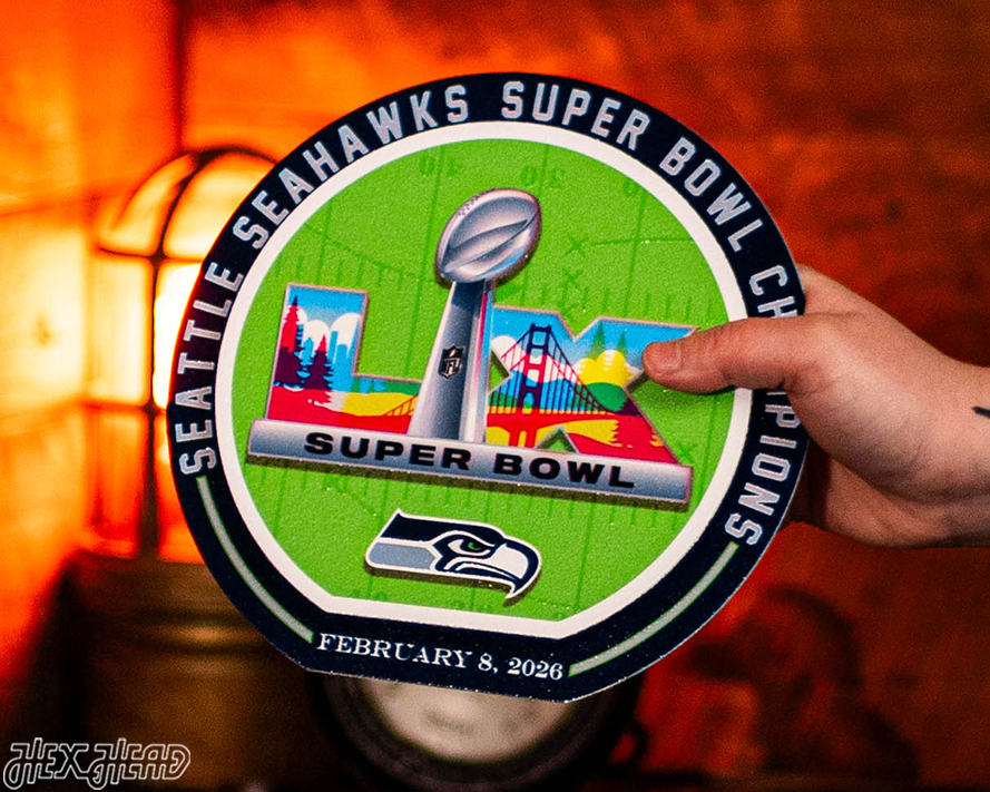 Seattle Seahawks Super Bowl LX "Double Play" On the Shelf or on the Wall Art