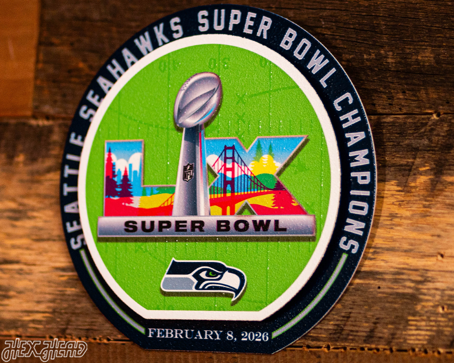 Seattle Seahawks Super Bowl LX "Double Play" On the Shelf or on the Wall Art