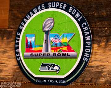Seattle Seahawks Super Bowl LX "Double Play" On the Shelf or on the Wall Art