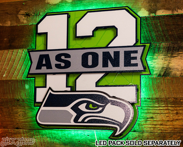 Seattle Seahawks - Hex Head EXCLUSIVE "12 As One" Wordmark 3D Metal Wall Art