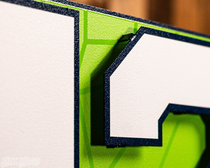 Seattle Seahawks - Hex Head EXCLUSIVE "12 As One" Wordmark 3D Metal Wall Art