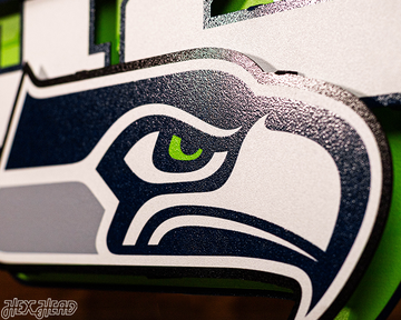 Seattle Seahawks - Hex Head EXCLUSIVE "12 As One" Wordmark 3D Metal Wall Art