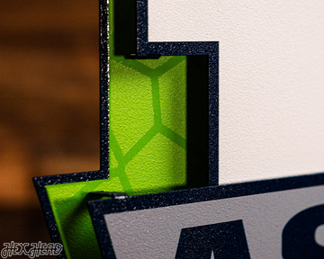 Seattle Seahawks - Hex Head EXCLUSIVE "12 As One" Wordmark 3D Metal Wall Art