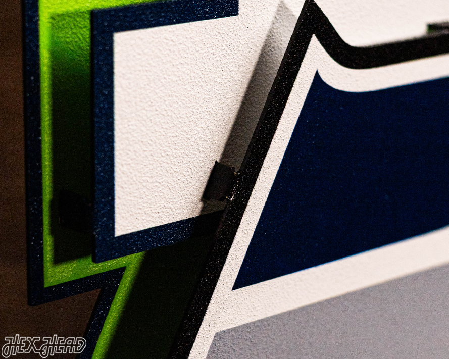 Seattle Seahawks - Hex Head EXCLUSIVE "12 As One" Wordmark 3D Metal Wall Art