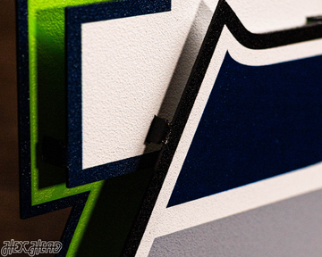 Seattle Seahawks - Hex Head EXCLUSIVE "12 As One" Wordmark 3D Metal Wall Art