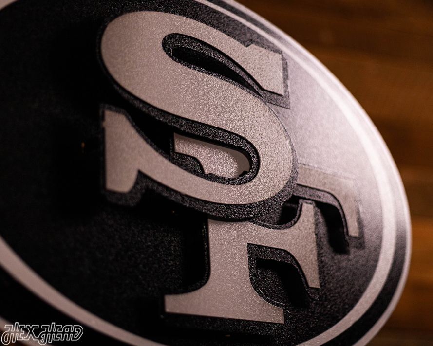 MONOCHROME - San Francisco 49ers "SF Oval"  3D Vintage Metal Wall Art