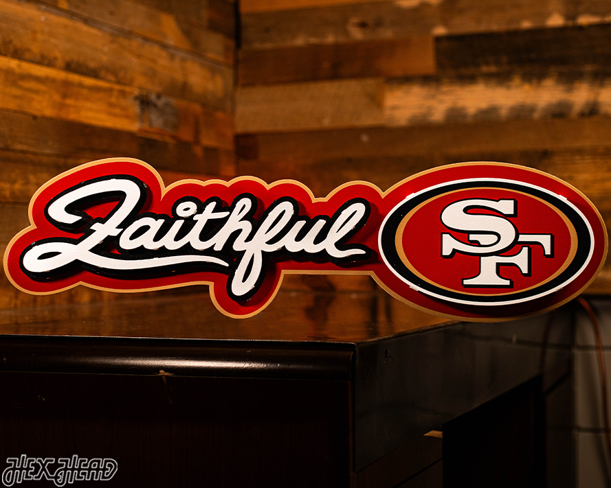 San Francisco 49ers - Hex Head EXCLUSIVE "Faithful" Wordmark 3D Metal Wall Art