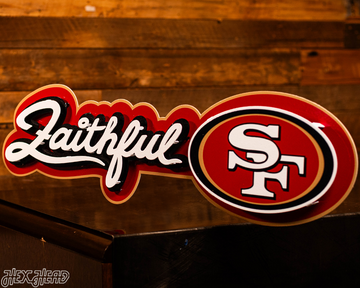 San Francisco 49ers - Hex Head EXCLUSIVE "Faithful" Wordmark 3D Metal Wall Art
