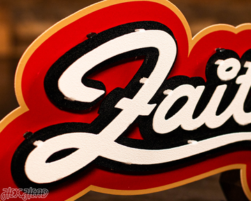San Francisco 49ers - Hex Head EXCLUSIVE "Faithful" Wordmark 3D Metal Wall Art