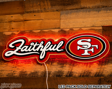 San Francisco 49ers - Hex Head EXCLUSIVE "Faithful" Wordmark 3D Metal Wall Art