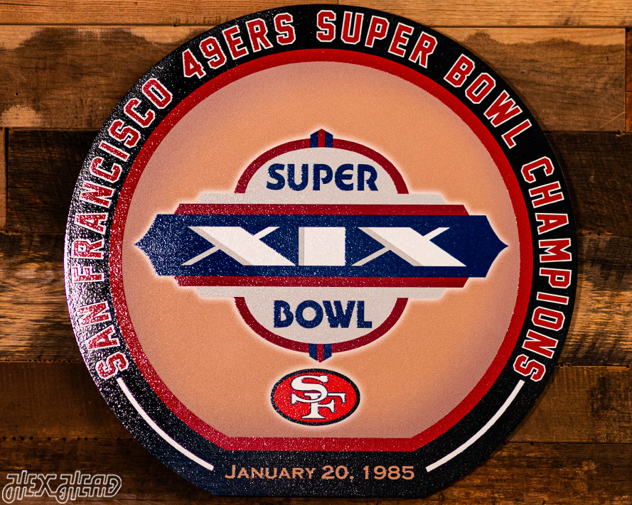 VARSITY Collection- SINGLE Layer Super Bowl XIX San Francisco 49ers Metal Wall Art