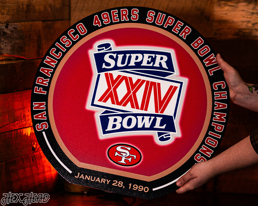 VARSITY Collection- SINGLE Layer Super Bowl XXIV San Francisco 49ers Metal Wall Art