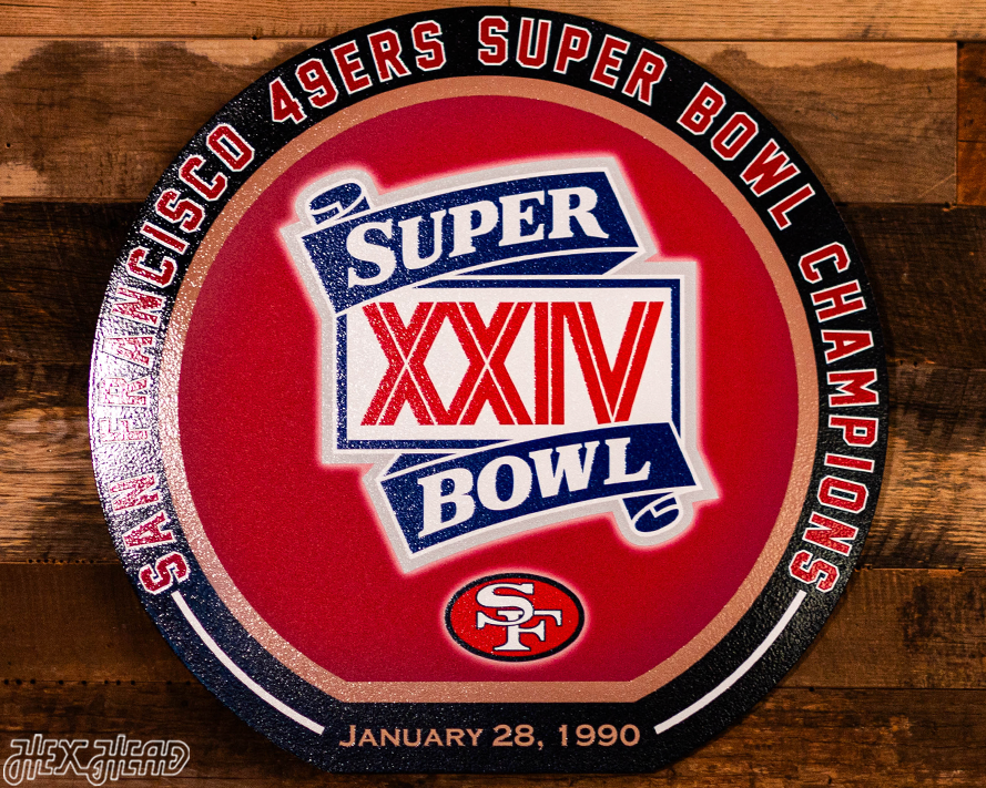 VARSITY Collection- SINGLE Layer Super Bowl XXIV San Francisco 49ers Metal Wall Art