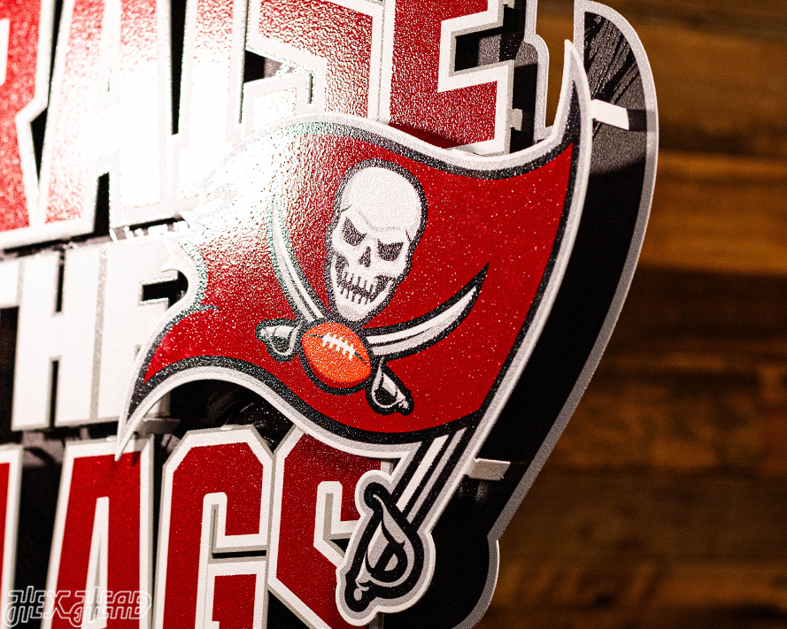 Tampa Bay Buccaneers - Hex Head EXCLUSIVE "Raise The Flags" Wordmark 3D Metal Wall Art