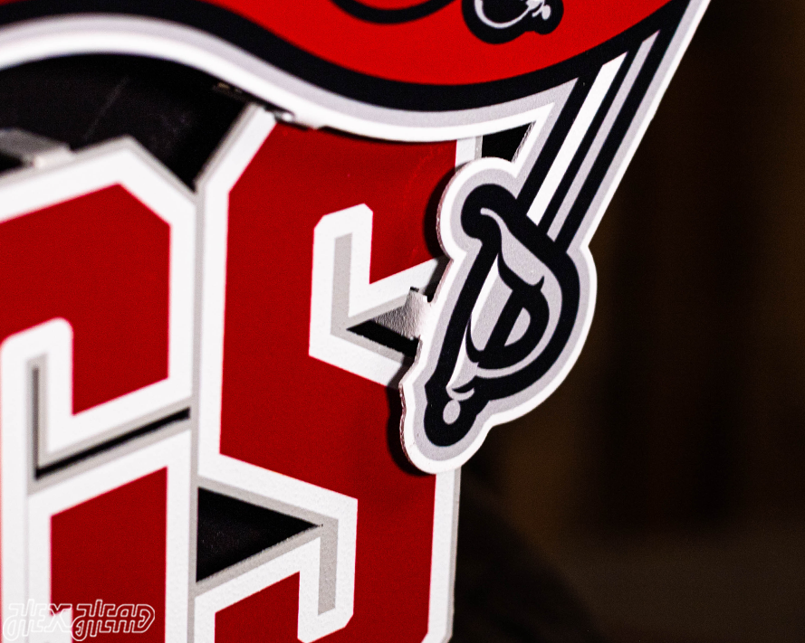 Tampa Bay Buccaneers - Hex Head EXCLUSIVE "Raise The Flags" Wordmark 3D Metal Wall Art