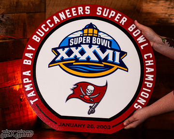 VARSITY Collection- SINGLE Layer Super Bowl XXXVII Tampa Bay Buccaneers Metal Wall Art