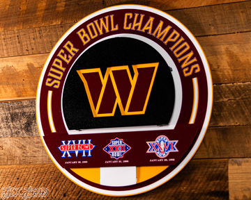 Washington Commanders DYNASTY - Super Bowl Wins w/ Replaceable Icon Plate 3D Vintage Metal Wall Art