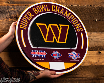 Washington Commanders DYNASTY - Super Bowl Wins w/ Replaceable Icon Plate 3D Vintage Metal Wall Art