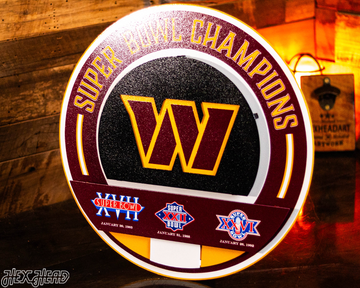 Washington Commanders DYNASTY - Super Bowl Wins w/ Replaceable Icon Plate 3D Vintage Metal Wall Art