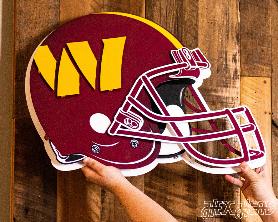 CLOSE OUT -- Washington Commanders BLITZ Collection - 8 Layer Helmet 3D Vintage Metal Wall Art